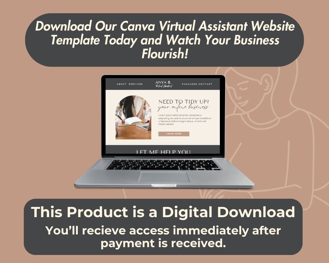 Canva Virtual Assistant Website Template | Website Landing Page For VAs & PAs | Easy One Page Web Design | Simple Assistant Website Design