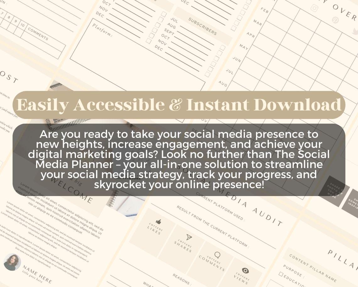 Social Media Planner | Goodnotes, Ipad, Notability, Canva | Daily/Weekly/Monthly Planner | Facebook TikTok Instagram Snapchat Tracker
