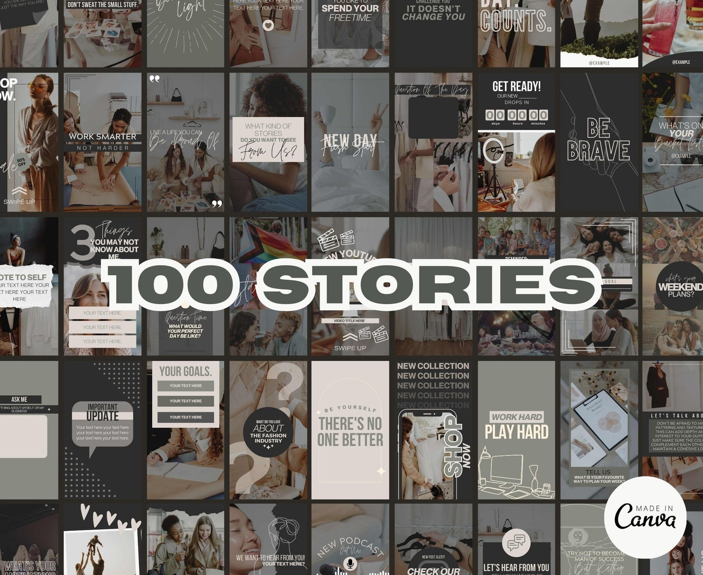Fashion Instagram Template Posts Editable on Canva | 325 Social Media Graphics | Black Glamour Templates | Instagram Story and Post Designs