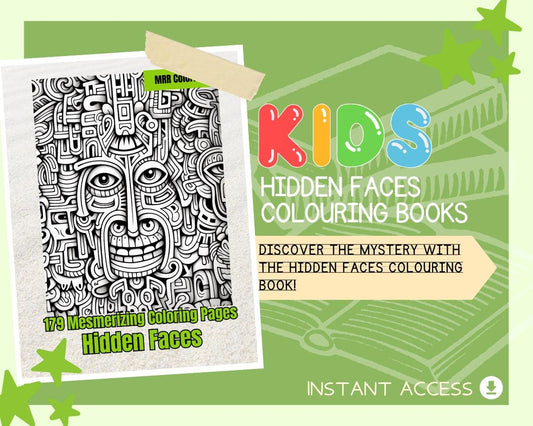 Hidden Faces Colouring Book | 179 Facial Themed Graphic Pages | Kids & Adults Art Books | Printable Drawing Colour Sheets For All Ages |