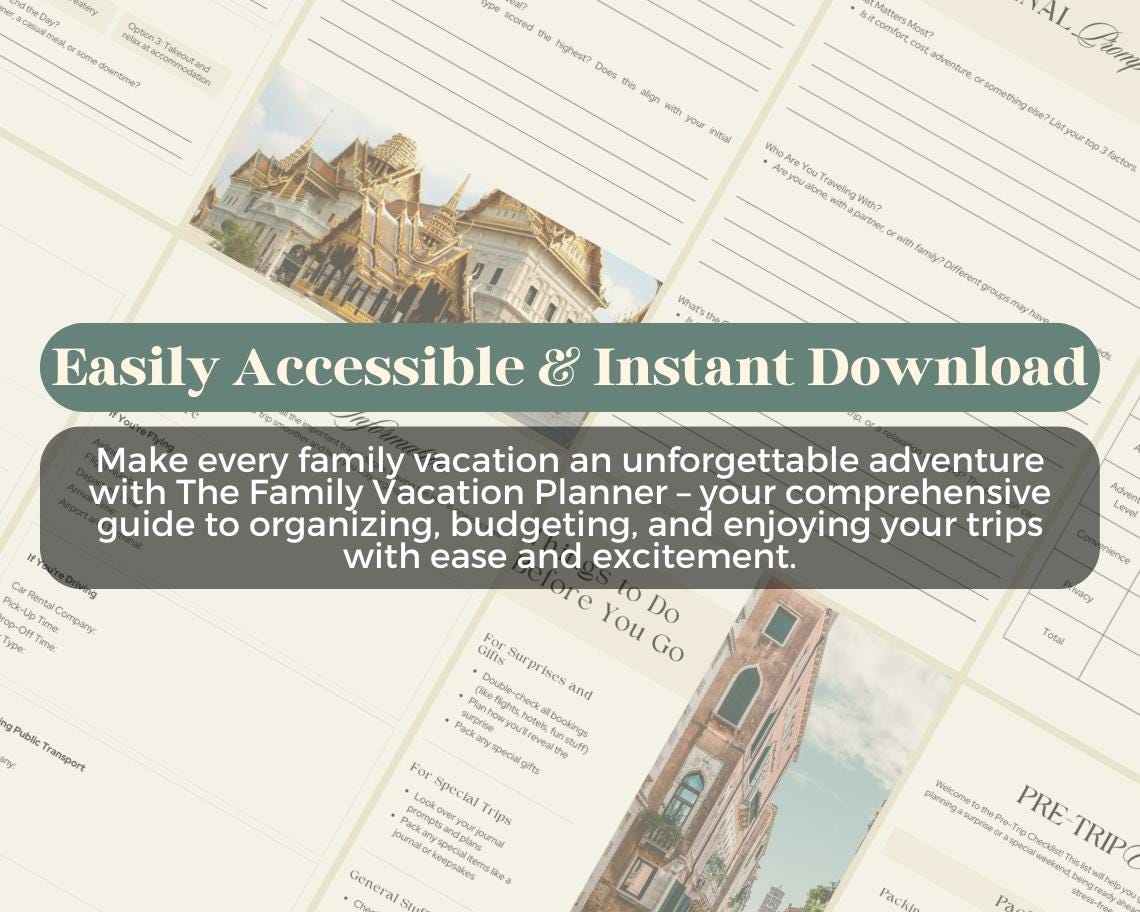 Family Vacation Planner | Goodnotes, Ipad, Notability, Canva | Detailed Trip Away Planner | Holiday Abroad Itinerary List & Vacation Budget