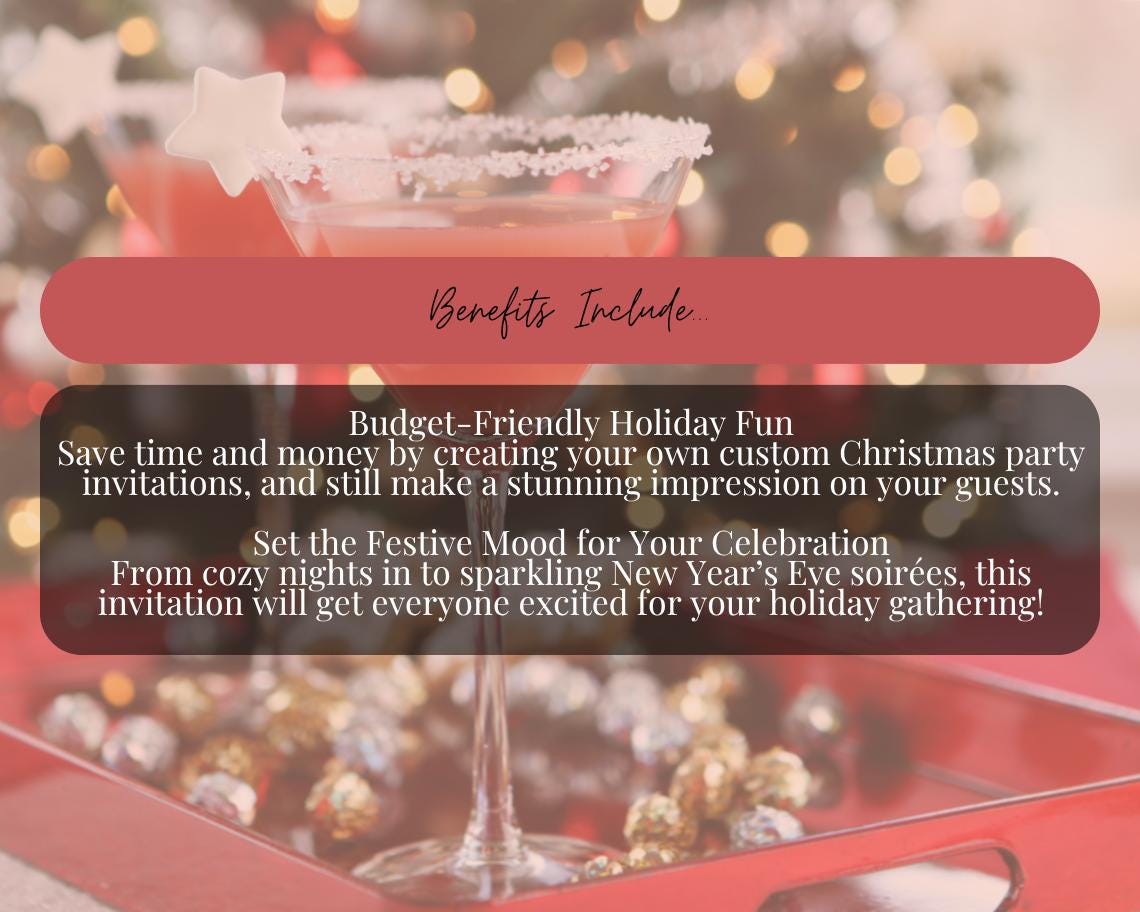 Christmas Party Invitation Template | Editable Canva Design | Instant Download | Customizable Printable Invite