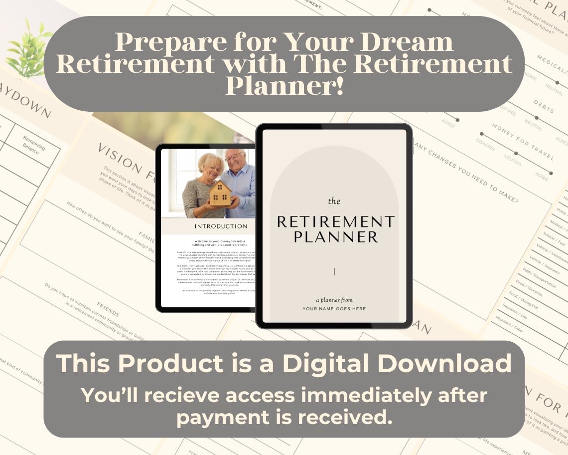 Retirement Planner | Goodnotes, Ipad, Notability, Canva | Daily/Weekly/Monthly Planner | Pension Investment Mortgage OAP Tracker