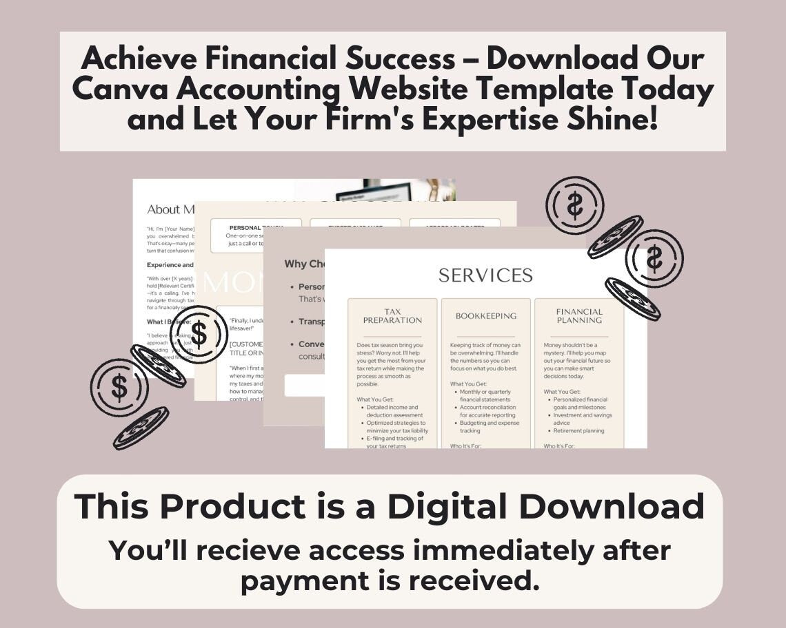Canva Accounting Website Template | Website Landing Page For Accountants & Finance | Easy One Page Web Design | Create a Site With Canva