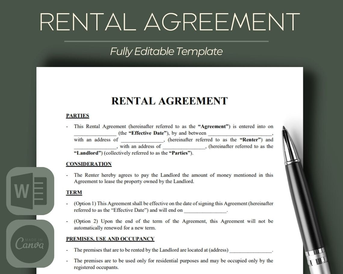 Rental Agreement | Legal Document Lawyer Certified Binding Contract | Save Money on Legal Fees Instant Printable Download Easy Edit