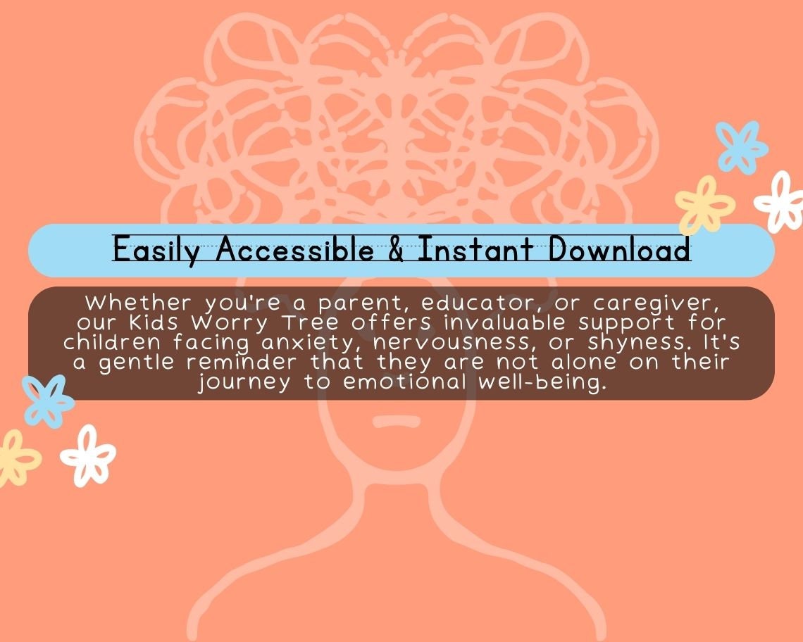 Kids Worry Tree | Children's Learning Sheet | Teach Kids & Toddlers Pages | Kids Educational Templates For Anxiety, Nerves and Worrying