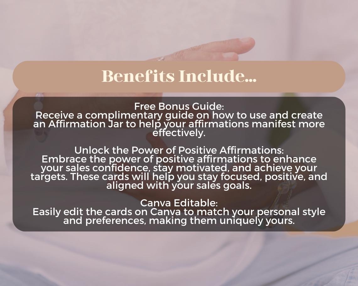 33 Sales Confidence Affirmation Cards | Positive Affirmations For Sales | Editable Canva Graphic Cards | Illustrated Design Aesthetic