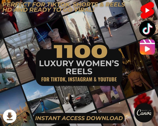 1100 Rich Luxury Women Reels | DFY Done For You Viral Clips | TikTok Instagram Reels Facebook Youtube Shorts | English Ready To Post Videos