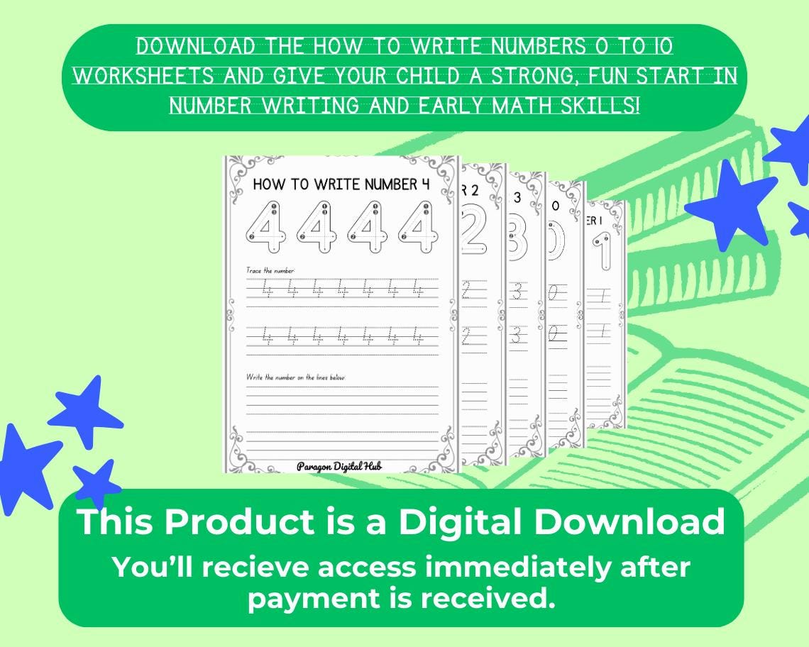 How to Write Numbers 0 to 10 Worksheets | 11 Printable Pages | Tracing & Counting Practice for Kids