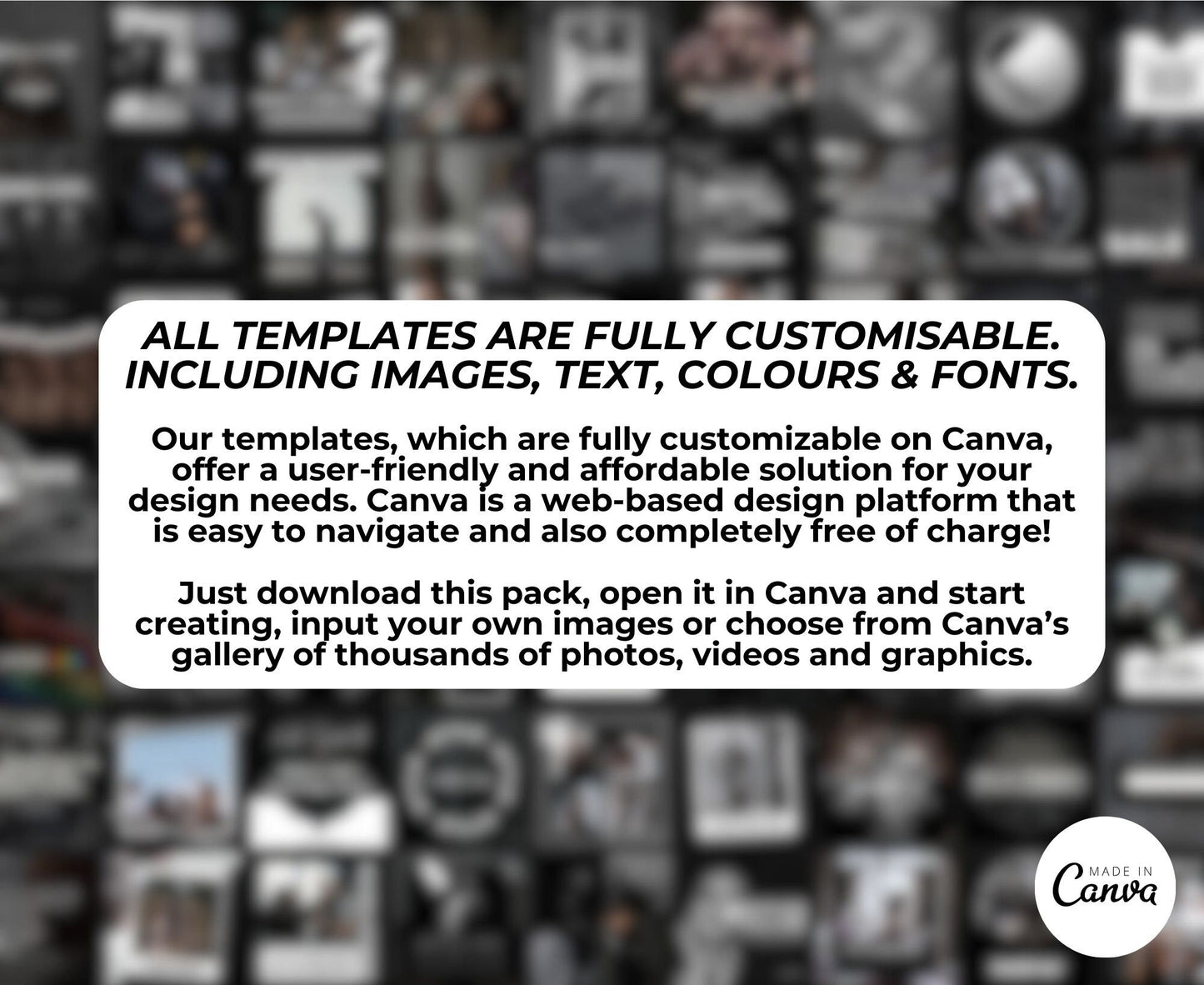 Over 625 Editable Black & White Instagram Templates for Canva | Social Media Graphics | Sleek IG Templates | Instagram Story/Post Designs