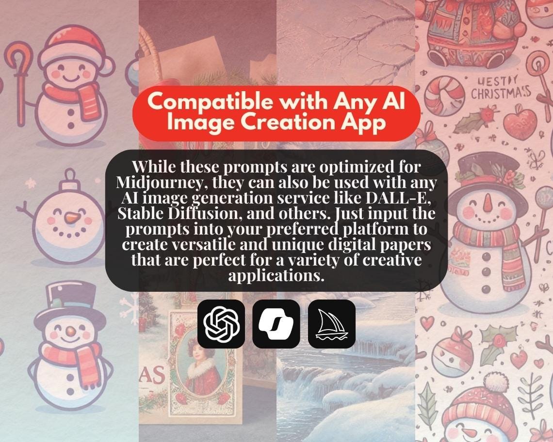 2500 Midjourney Christmas Prompts | AI Graphic Design Prompt Bundle | Automated Intelligence Prompts For Christmas Graphics Creation |