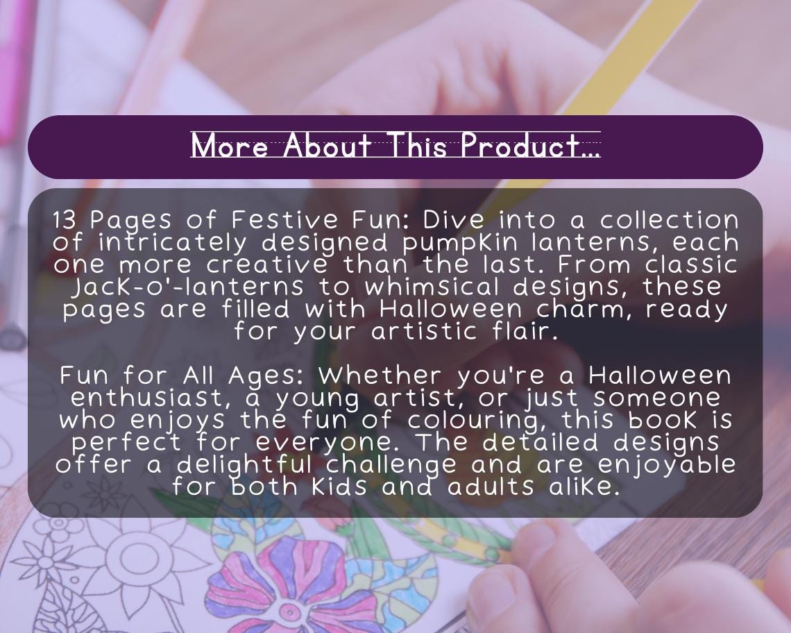 Pumpkin Lanterns Colouring Book | 13 Jack O'Lantern Themed Graphic Pages | Kids & Adults Art Books | Printable Drawing Colour Sheets  |