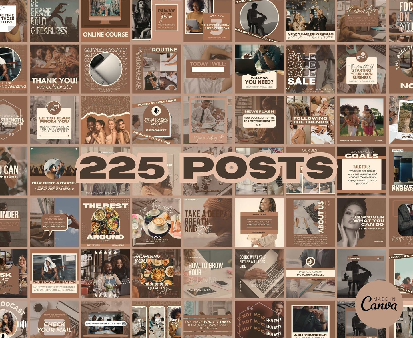 Over 625 Editable Neutral Tones Instagram Templates for Canva | Social Media Graphics | Boho IG Templates | Instagram Story/Post Designs