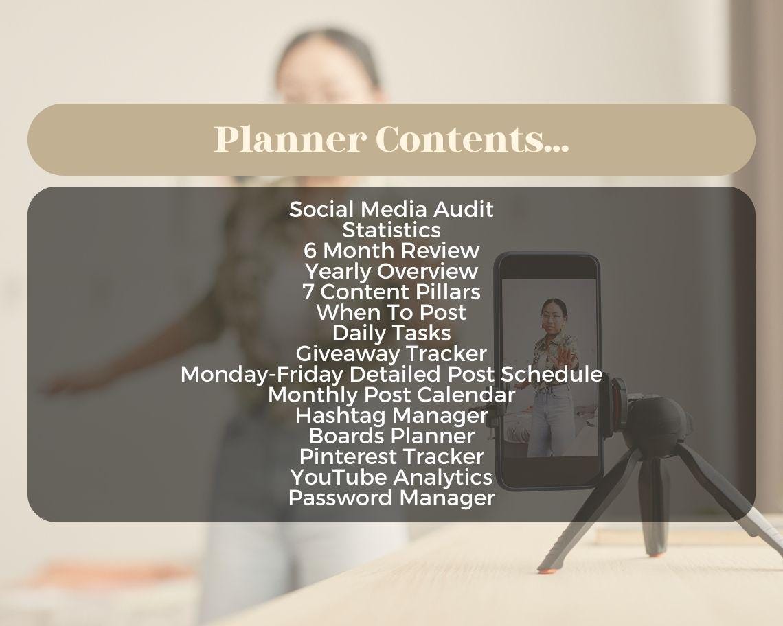 Social Media Planner | Goodnotes, Ipad, Notability, Canva | Daily/Weekly/Monthly Planner | Facebook TikTok Instagram Snapchat Tracker