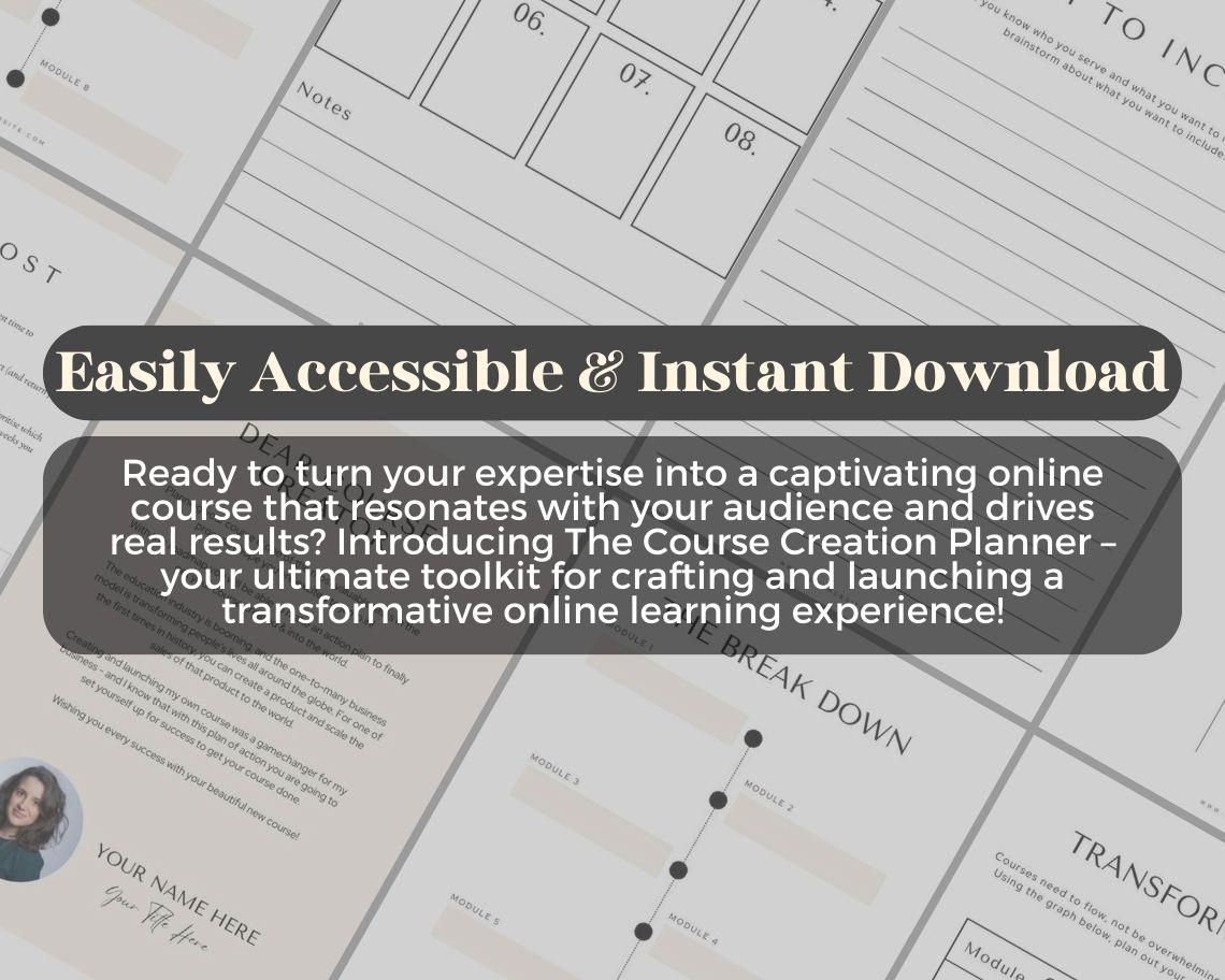 Course Creation Planner | Goodnotes, Ipad, Notability, Canva | Daily/Weekly/Monthly Planner | Course Maker Ebook and Guide Tracker