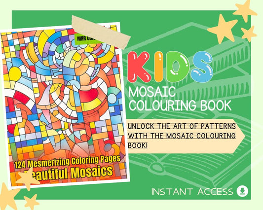 Mosaic Colouring Book | 124 Mosaic Themed Graphic Pages | Kids & Adults Art Books | Printable Drawing Colour Sheets For All Ages |