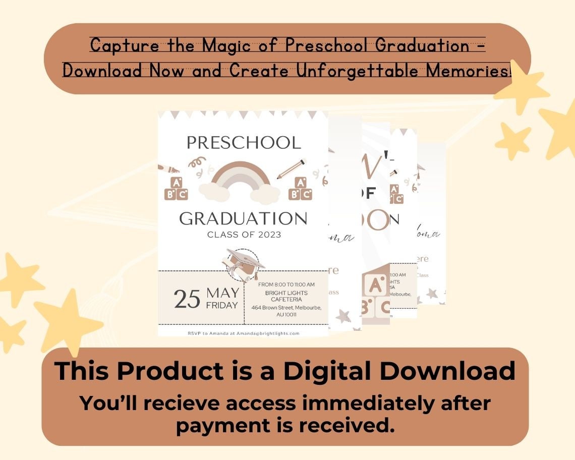 Preschool Graduation Bundle | Children's Kindergarten Certificate | Kids Congratulations Award Certification For Graduating Preschool |