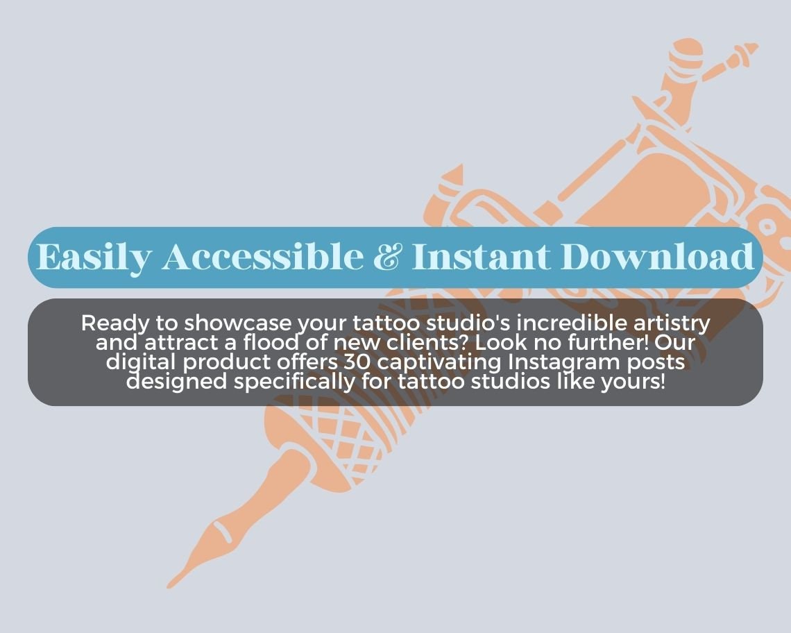 Tattoo Instagram Posts | 30 Social Media Graphics | Tattoo Artist Insta Post Templates | Instagram Story and Post Designs For Viral IG