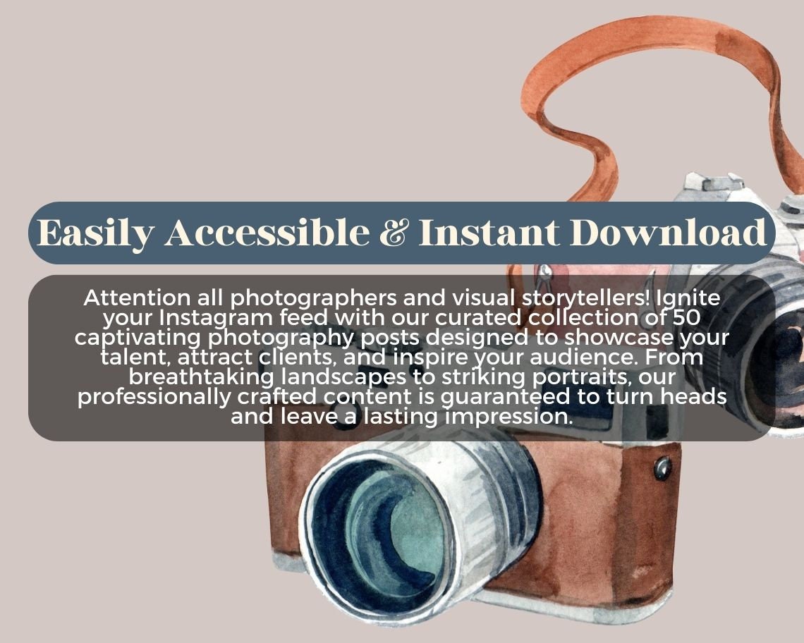 Photography Instagram Posts | 50 Social Media Graphics | Shutterbug Insta Post Templates | Instagram Story and Post Designs For Viral IG