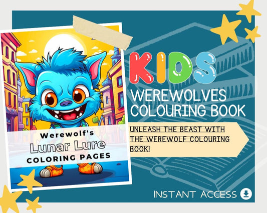 Werewolves Colouring Book | 12 Werewolf Themed Graphic Pages | 2 Kids & Adults Art Books | Printable Drawing Colour Sheets For All Ages |
