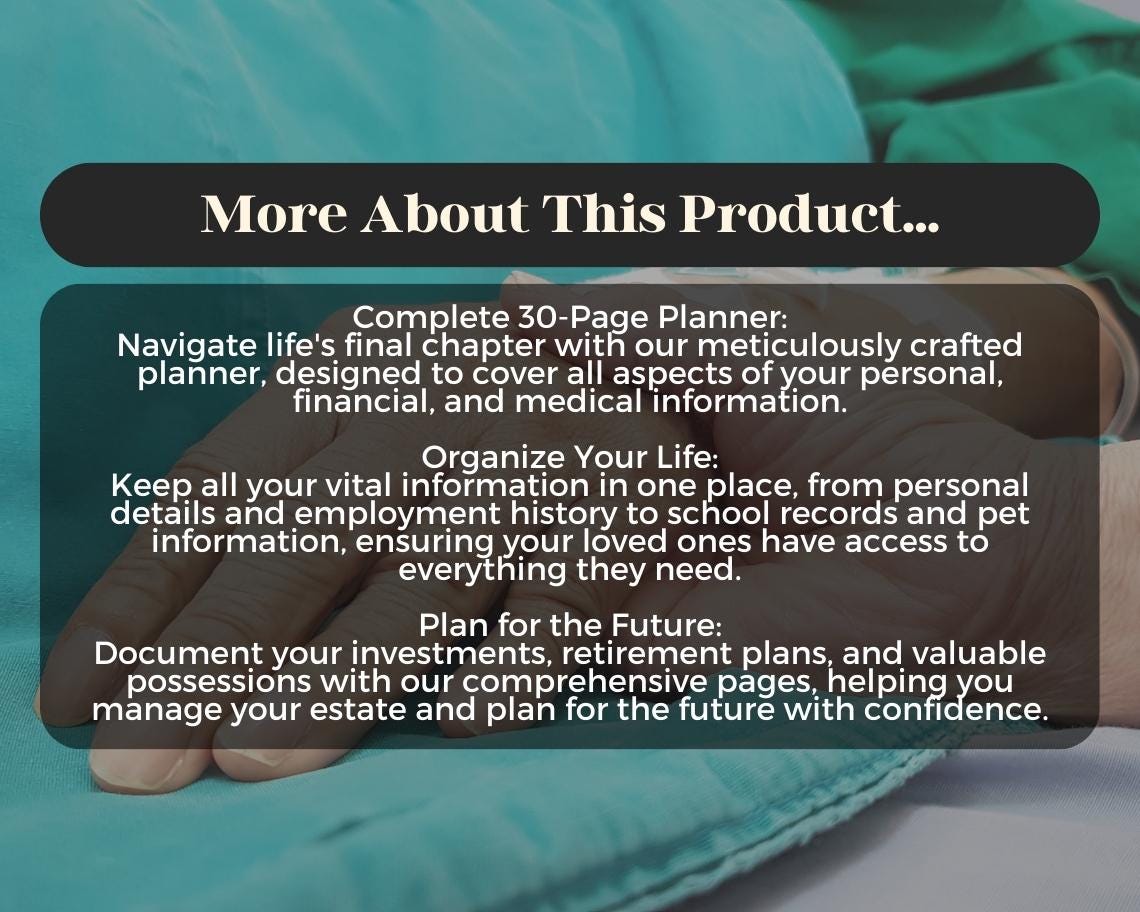 End of Life Digital Planner | Goodnotes, Ipad, Notability, Canva | Daily/Weekly/Monthly Planner | Last Testament Tracker & Will Information