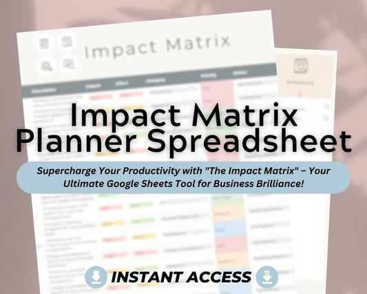 Impact Matrix Planner Spreadsheet | The Ultimate Business Planning Tool | Impact Planner for Success & Organisation | Organise By Importance