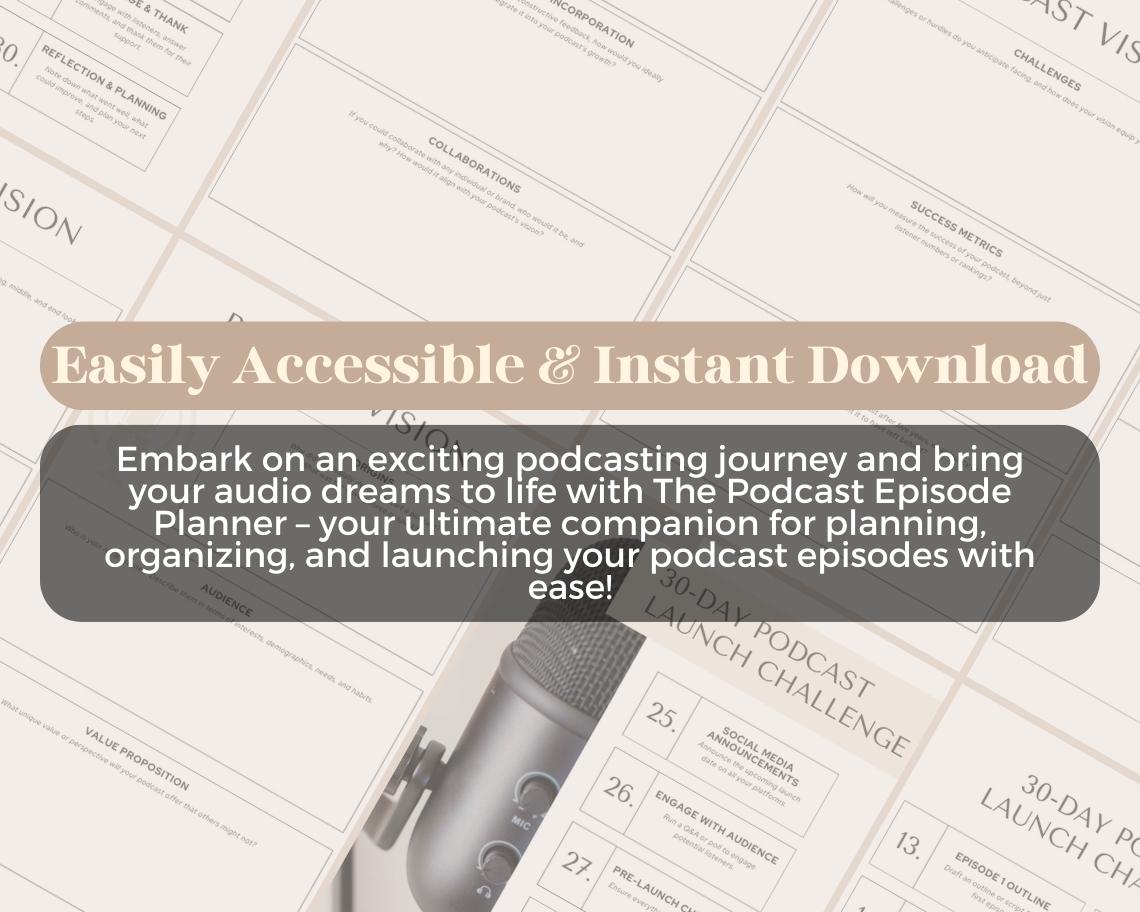 Podcast Episode Planner | Goodnotes, Ipad, Notability, Canva | Daily/Weekly/Monthly Planner | Viral Content Webcast Topic Idea Tracker