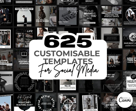 Over 625 Editable Black & White Instagram Templates for Canva | Social Media Graphics | Sleek IG Templates | Instagram Story/Post Designs