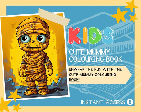 Cute Mummy Colouring Book | 15 Egyptian Themed Graphic Pages | Kids & Adults Art Books | Printable Drawing Colour Sheets For All Ages |