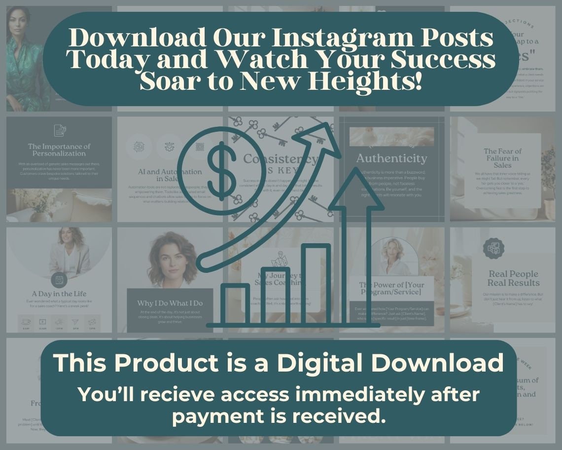 Sales Coach Instagram Posts | 28 Social Media Graphics | Selling Guru Insta Post Templates | Instagram Story and Post Designs For Viral IG