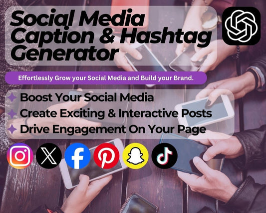 ChatGPT Social Media Caption & Hashtag Generator | Boost Your Online Presence | AI Development Tool for Passive Income