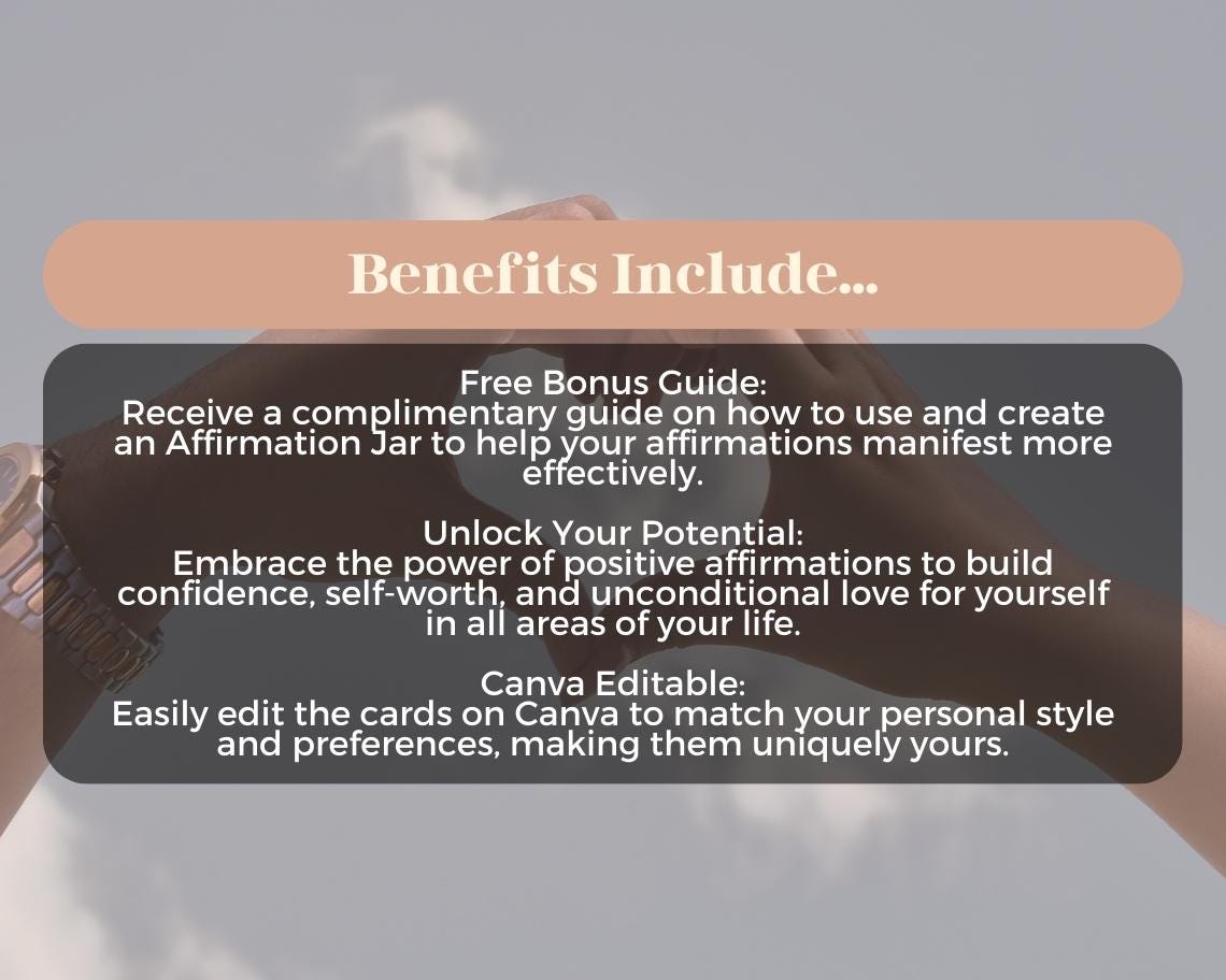50 Self-Love Affirmation Cards | Positive Affirmations For Mental Health | Editable Canva Graphic Cards | Minimal & Illustrated Aesthetic