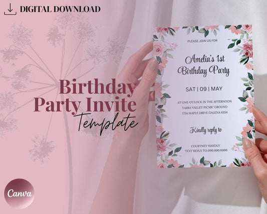 Birthday Invitation Template | Editable Canva Design | Instant Download | Customizable Printable Invite