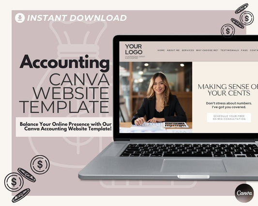 Canva Accounting Website Template | Website Landing Page For Accountants & Finance | Easy One Page Web Design | Create a Site With Canva