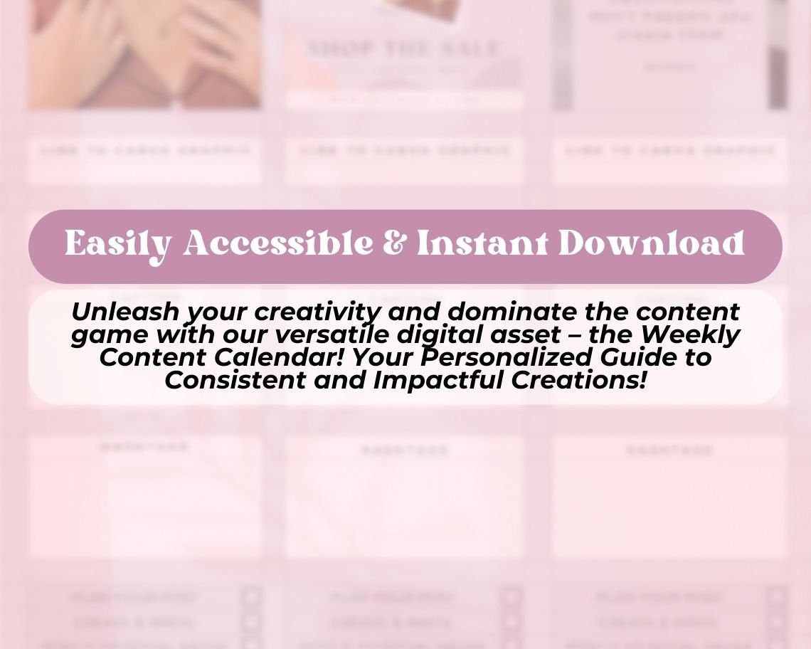 Weekly Content Calendar | 14 BONUS Content Templates | Plan Your Content Schedule | Social Media Post Planner | Plan Content Week by Week |