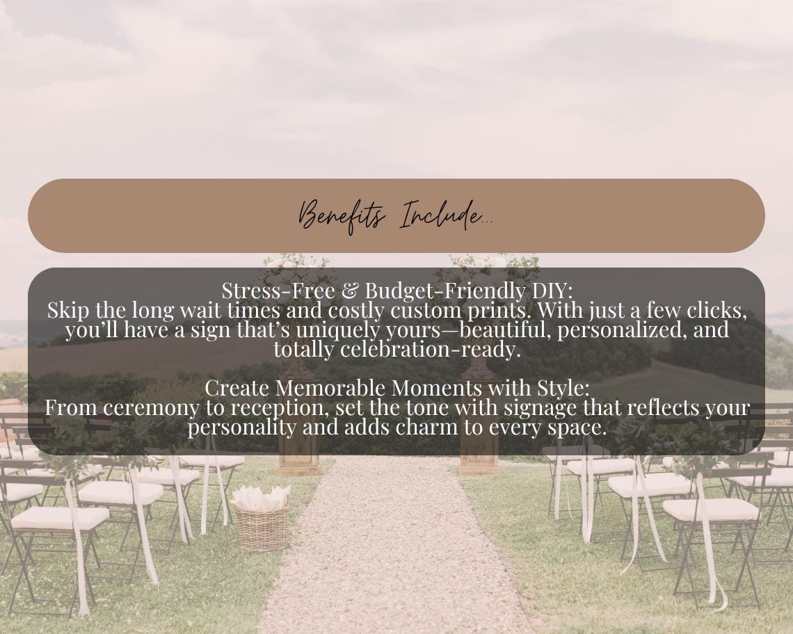 Editable Wedding Sign Template | Instant Download | Personalized Ceremony & Reception Signage
