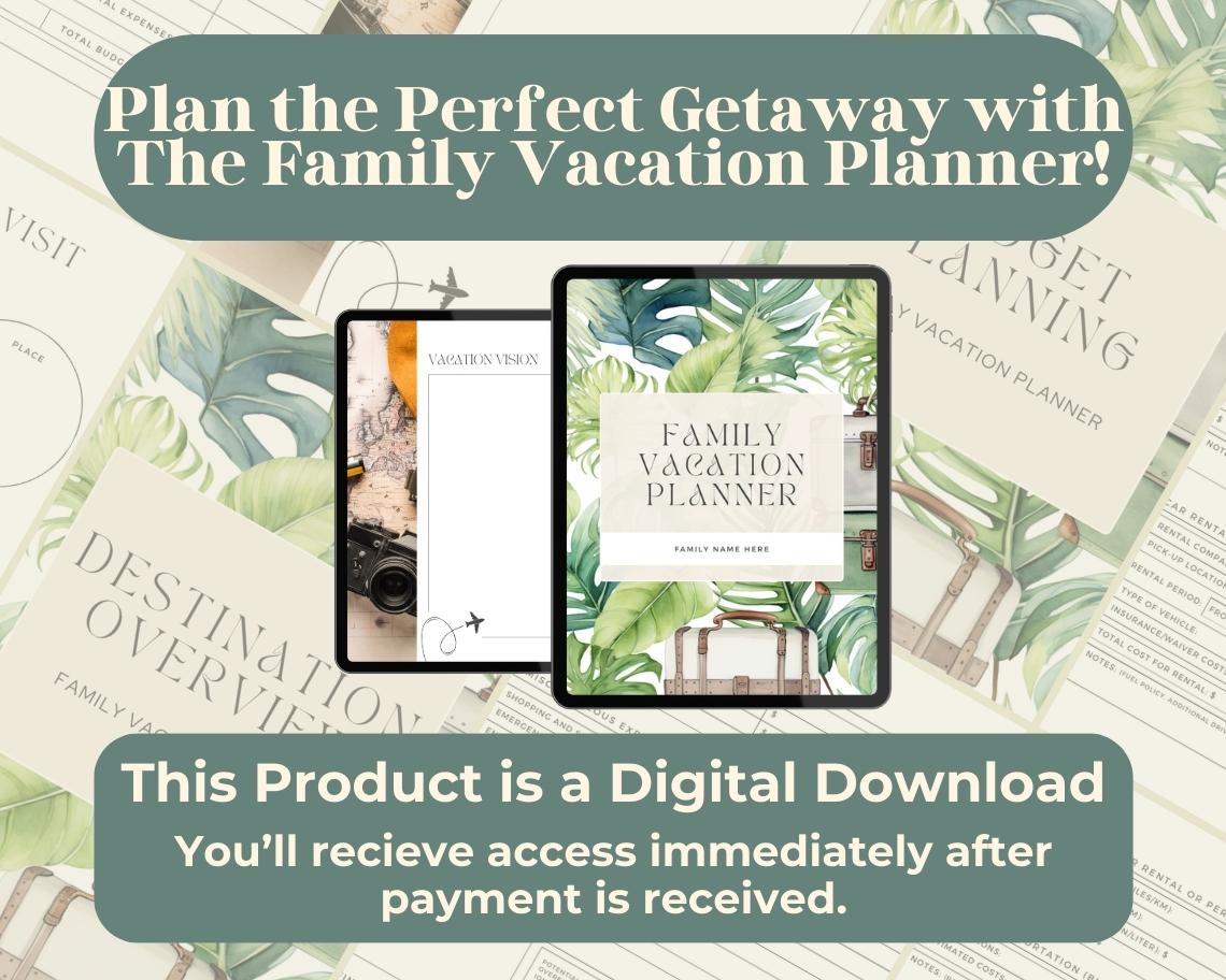 Family Vacation Planner | Goodnotes, Ipad, Notability, Canva | Detailed Trip Away Planner | Holiday Abroad Itinerary List & Vacation Budget