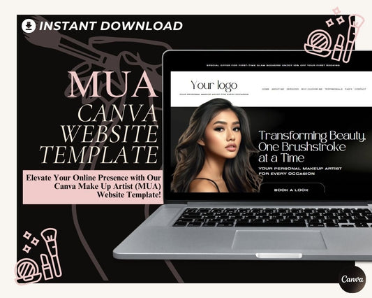 Canva MUA Website Template | Website Landing Page For Make Up Artist | Easy One Page Web Design | Create a MUA Easily With Canva