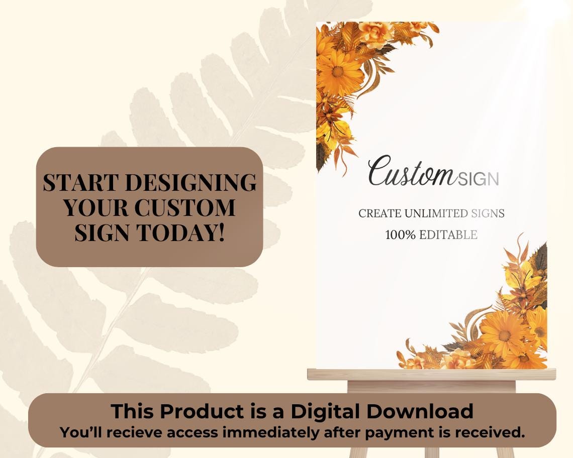 Custom Sign Template | Editable Canva Design | Instant Download | Customizable Printable Sign