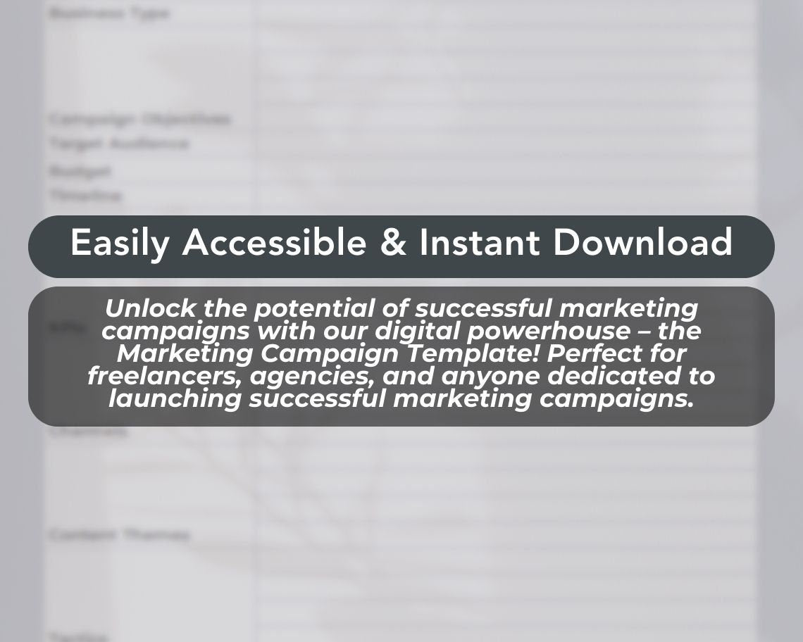Marketing Campaign Template | Simplistic Advertising Campaign Spreadsheet | Outline Marketing Objectives | Ad Campaign Social Media Sheet