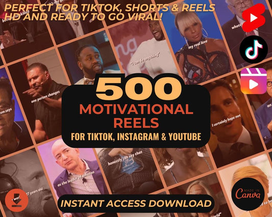 500 Motivational Reels | DFY Done For You Viral Reels | TikTok Instagram Reels Facebook Youtube Shorts | English Subtitled Ready To Post |