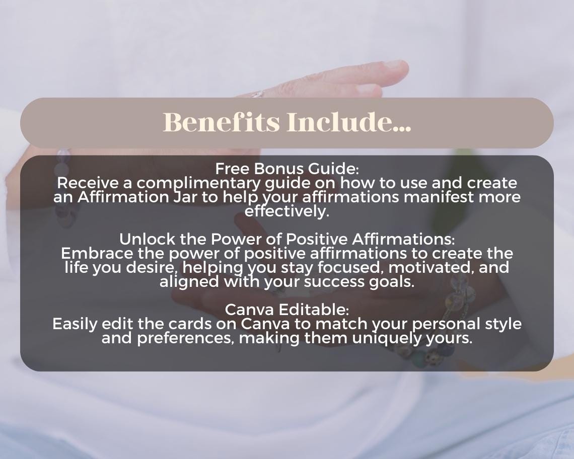 28 Powerful Success Affirmation Cards | Positive Affirmations For Goal Getters | Editable Canva Graphic Cards | Illustrated Design Aesthetic