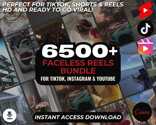 6500+ Faceless Reels Bundle | DFY Done For You Viral Clips | TikTok Instagram Reels Facebook Youtube Shorts | Ready To Post Videos