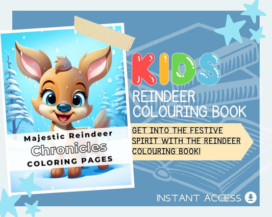 Reindeer Colouring Book | 14 Rudolph Themed Graphic Pages | Kids & Adults Art Books | Printable Drawing Colour Sheets All Ages |