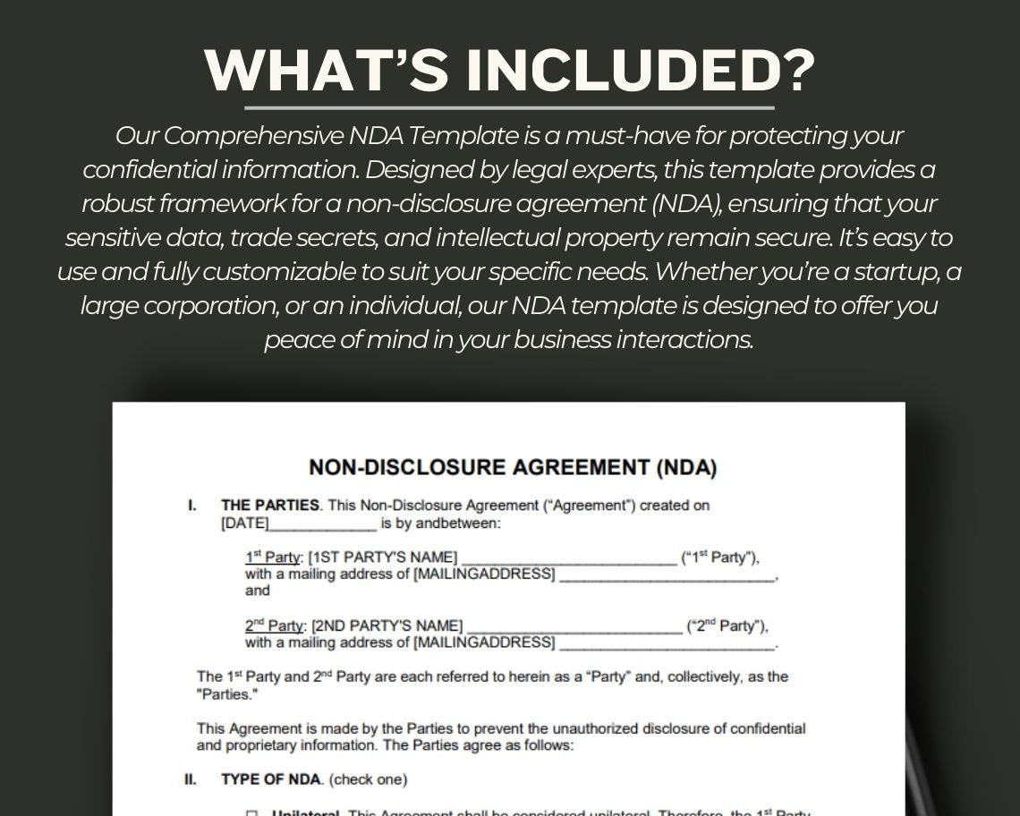 NDA Non-Disclosure Agreement | Legal Document Lawyer Certified Binding Contract | Easy Edit Save on Legal Fees Instant Printable Download