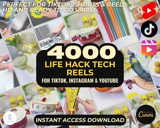 4000 Life Hack Tech Reels | DFY Done For You Viral Clips | TikTok Instagram Reels Facebook Youtube Shorts |  FREE Video Edit Tutorial |