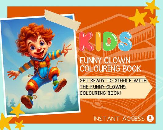 Funny Clown Colouring Book | 14 Carnival Themed Graphic Pages | Kids & Adults Art Books | Printable Drawing Colour Sheets All Ages |