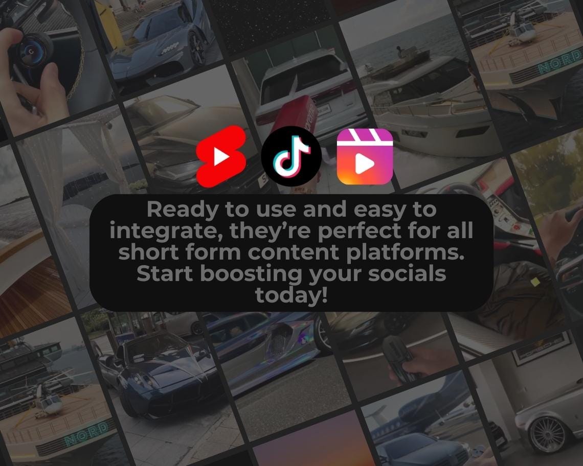 400 Luxury Liftestyle Reels | DFY Done For You Viral Clips | TikTok Instagram Reels Facebook Youtube Shorts | English HQ HD Ready To Post |