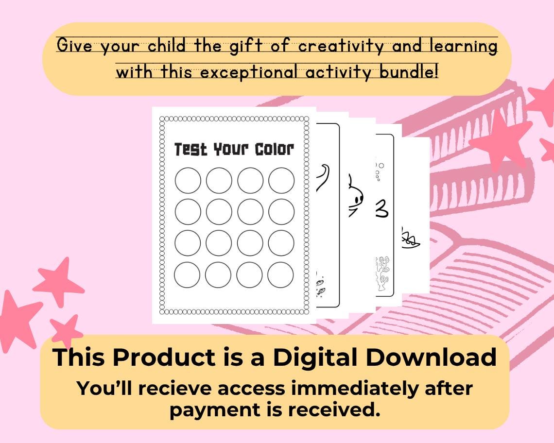 Kids Activity Book Bundle | 3 Children's Educational Activity Books | Coloring Pages | Scissor Skills | Learning Tracing & Drawing Sheets |