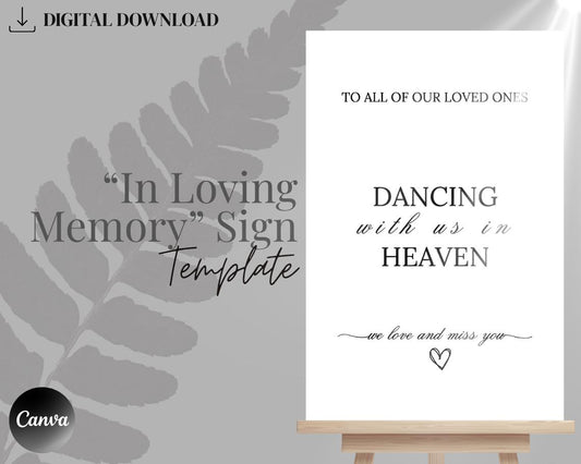 In Loving Memory Of Sign Template | Editable Canva Design | Instant Download | Customizable Printable Memorial Sign